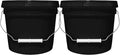 2-Gallon Bucket with Airtight Lid – Made in USA, Food Grade BPA Free Plastic, Heavy Duty Multi-Use, Metal Handle with Grip, Stackable Storage – Black, 2 Pack
