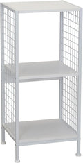 Household Essentials Trellis Open Storage Bookshelf with 2 Cube Compartments Scandinavian White and White Metal