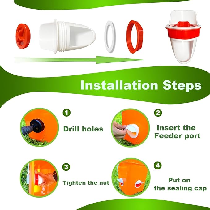 10 PCS Chicken Feeder Port DIY Automatic Chicken Feeder, Poultry Feeder, No Waste, Rat-Proof, Waterproof