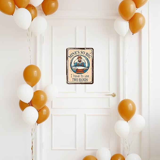 WERNNSAI Fishing Party Decorations - 9 PCS Gone Fishing Birthday Party Decorations for Boys - Fisherman Fish Theme - Vintage Wall Decor for Home Garden Yard