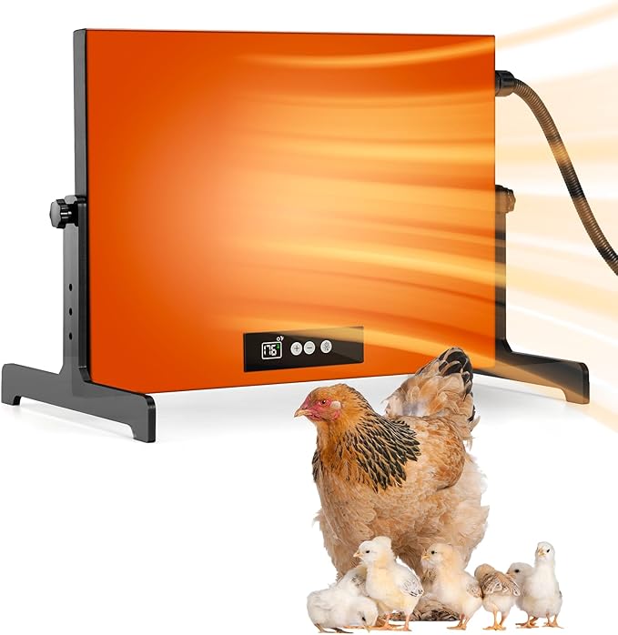 Chicken Coop Heater, Chicken Heaters Inside Coop for Winter, Radiant Heat Panel Built-in Adaptive Temperature Sensor with Timer and Temp Controllers, 15.75''x11.8''