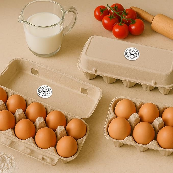 320 Pcs Farm Fresh Eggs Labels, 2 Inch Round Simplicity Retro Style Egg Carton Sticker Waterproof Adhesive Egg Packaging Sticker for Box Container Carton Farm Supplies