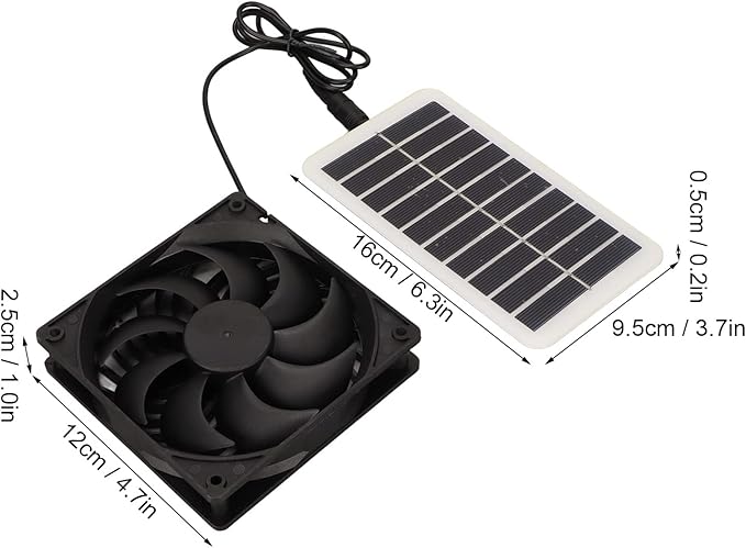 3W Solar Powered Exhaust Fan with Panel Portable Solar Ventilation Fan for Pet House Chicken Coop RV Greenhouse Car Tent Odor Removal Energy Saving Air Vent