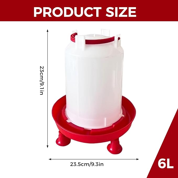 Heated Chicken Waterer for Winter, Heated Chicken Waterer 3L Thicken Plastic, Removable Water Heater with Leg Support & Handle, Poultry No Waste for Coop