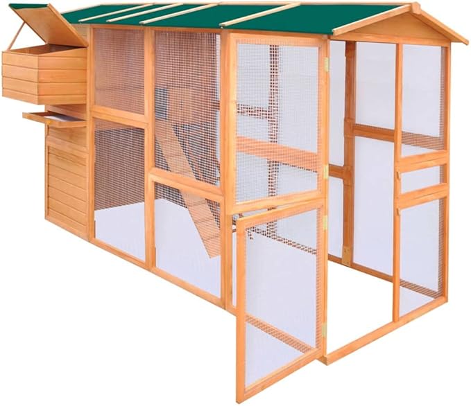 Chicken Coop Large Wooden Outdoor Bunny Rabbit Hutch Hen Cage with Ventilation Door,Ramp Garden Backyard Pet House Chicken Nesting Box,Chicken Coop Wood 116"x64.2"x67"