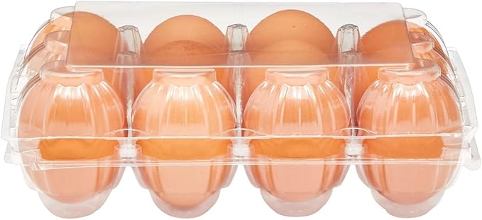 Stockroom Plus Clear Plastic Egg Cartons - Clear Containers with Date Labels - Bulk Egg Storage Set - Reusable Storage Containers - 12-Count, Pack of 48