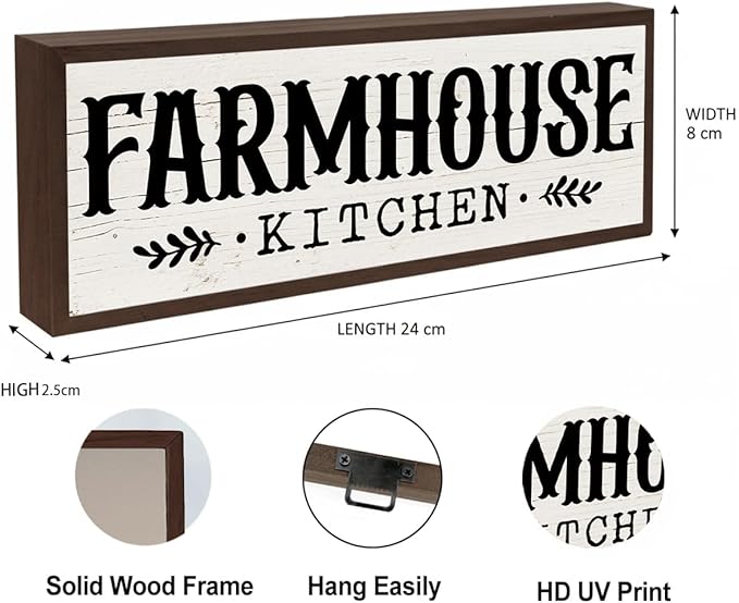 Farmhouse Kitchen Sign, Decorative Wooden Wall Plaque, Farm Decor, Country Style Home Decor, Funny Kitchen Signs, Modern Wall Decors Art, Housewarming Gift 9.5x3.1x1 inches