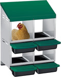 Metal Chicken Nesting Box with Easy-Collect Tray & Lid – 3/4/2x2 Compartment Heavy Duty Roll Away Nesting Boxes for Chickens, Wall Mount or Freestanding, Galvanized Steel Hen Laying Box for Coop