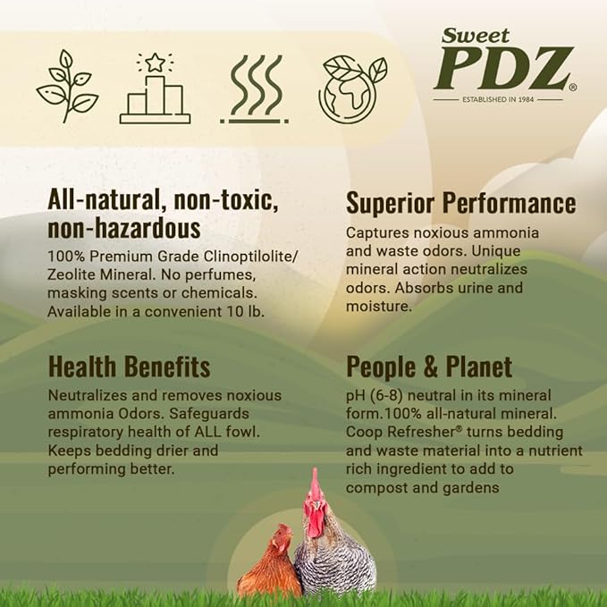 Coop Refresher - Zeolite Odor Eliminator - Essential Chicken Coop Accessory (4-Pack)