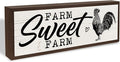 Farm Sweet Farm Sign, Country Style Home Decor, Decorative Wall Art Sign, Home Decor for Kitchen Yard Indoor Outdoor, Rustic Framed Wall Plaque 9.5x3.1x1 inches