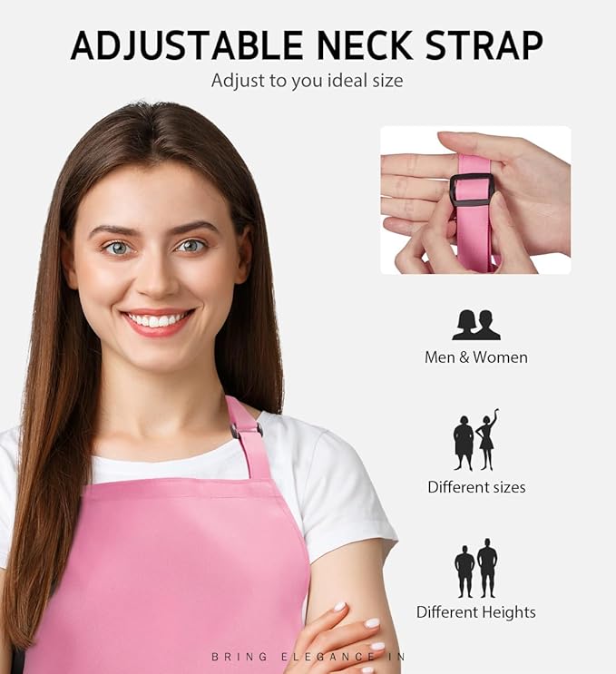 Syntus Adjustable Bib Apron with 2 Pockets Cooking Kitchen Aprons for Women Men Chef