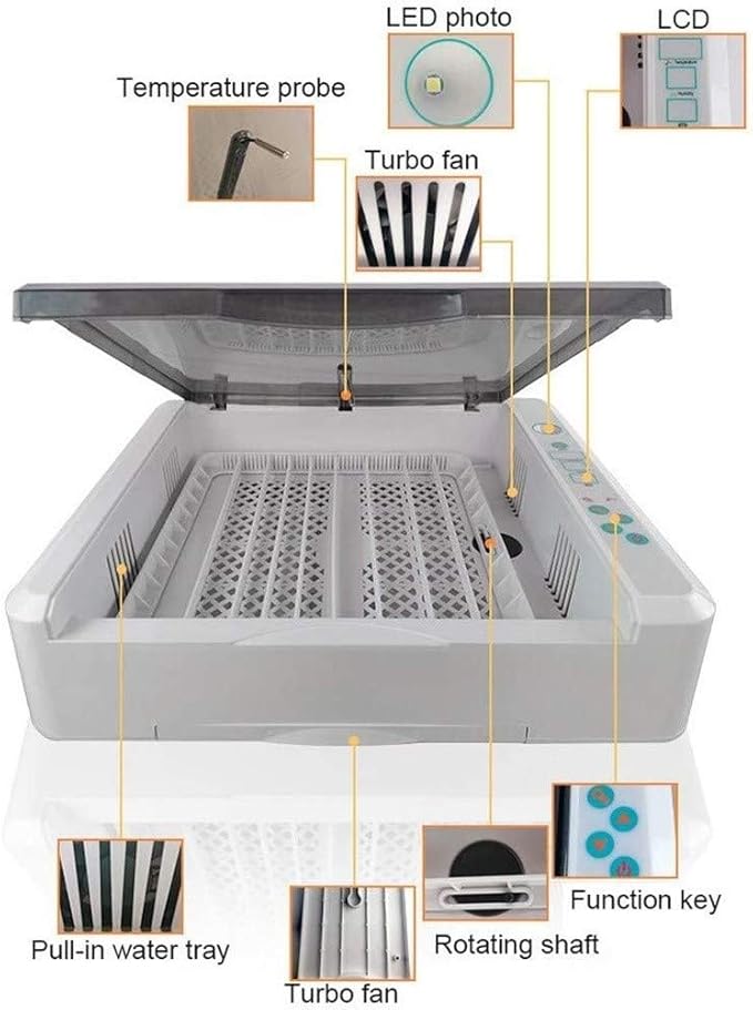 Egg Incubator Automatic Turning, 36 Digital Poultry Hatcher with Temperature Control for Chicken Quails Duck Goose Birds Pigeons Brooder