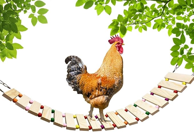 Vehomy Chicken Coop Toy - Natural Wood Chicken Ladder, Swing, Perch for Hens, Poultry, Rooster, Chicks