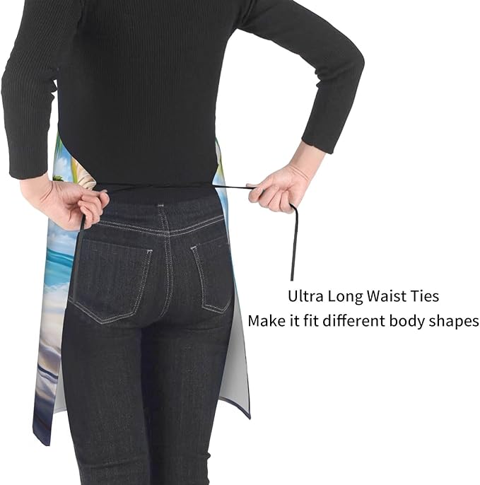 Kitchen Aprons for Men Women Waterproof Apron with 2 Pockets Whale Tail Apron Adjustable Bib Aprons