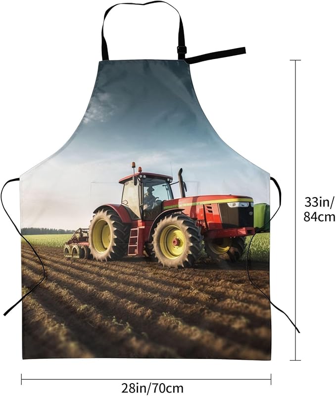 Tractor farm Aprons with Pockets, Waterproof Apron for Women Men Kitchen Cooking Apron Adjustable Bib Apron Extra Long Grilling Aprons Chef Apron for Dishwashing