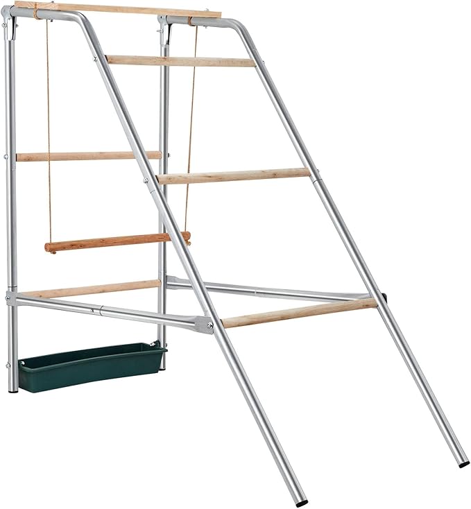 VINGLI Free-Standing Chicken Perch, Sturdy Perches Roosting Bar with Removable Food Box & Swing, for Backyard Chicken Coops and Farms, 42'' L x 19'' W x 39'' H