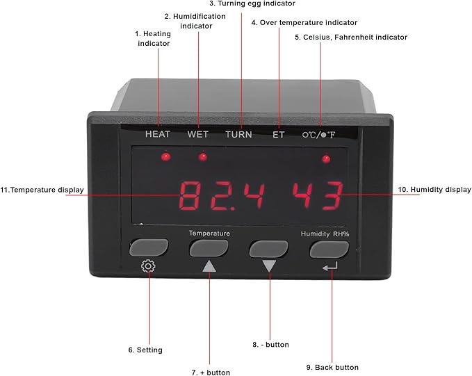 Digital Temperature Controller, 220V/110V Automatic Egg Incubator Thermostat Incubator Temp Humidity Controller