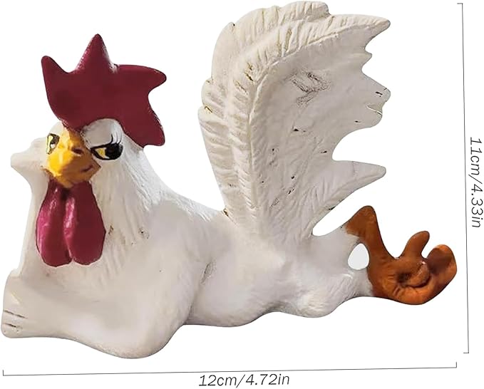 White Rooster Statue | Rustic Farmhouse Table Sculpture with Unique Posture, Charming Figurine for Kitchen, Mantel, or as a Festive Housewarming Gift