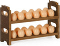 Wooden Egg Holder Countertop Fresh Chicken Egg Holders Storage for Gathering Fresh Eggs, 2-Tier Stackable with 24 Eggs, Farmhouse Home Eggs Rack Organizer Decoration