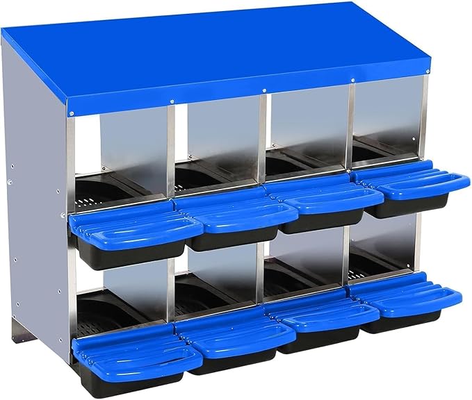 8 Hole Chicken Nesting Boxes - Nesting Boxes Chicken with Roll Away Design & Lid Cover,Easy Egg Collection, Hen Roosting Nest, Durable Poultry Laying Boxes for Hens