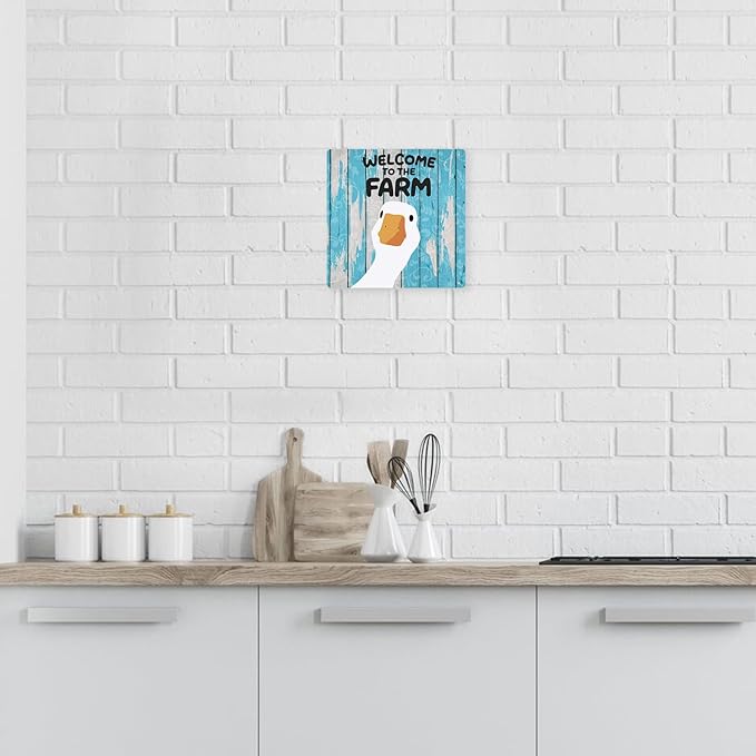 Vintage Duck Decor Funny Farm Animal Kitchen Decor Country Home Decoration Farmhouse Gifts For Home Kitchen Living Room 8×8 Tin Sign