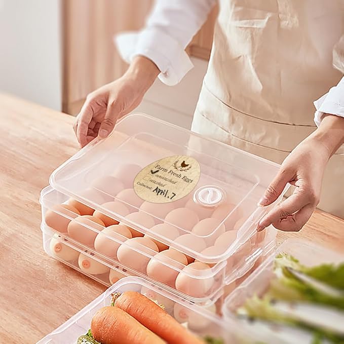 320 Pcs Egg Carton Labels, Washed or Unwashed Egg Sticker Collected Date Writable Irregular PET Adhesive Egg Packaging Sticker for Box Container Carton Farm Supplies, 2x1.7 Inch