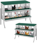 Ventilated Rustproof Design - Metal Chicken Nesting Box for Small Animals - 8 Compartments, Wall-Mounted, Roll Away, Easy Egg Collection & Cleaning - Green