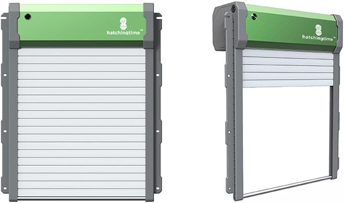 Hatching Time Solar Powered Automatic Chicken Coop Door with Remote – Battery Operated Electric Coop Door, Light Sensor, Timer & Manual Modes, Waterproof IP67, Large Safe Auto Chicken Door for Poultry