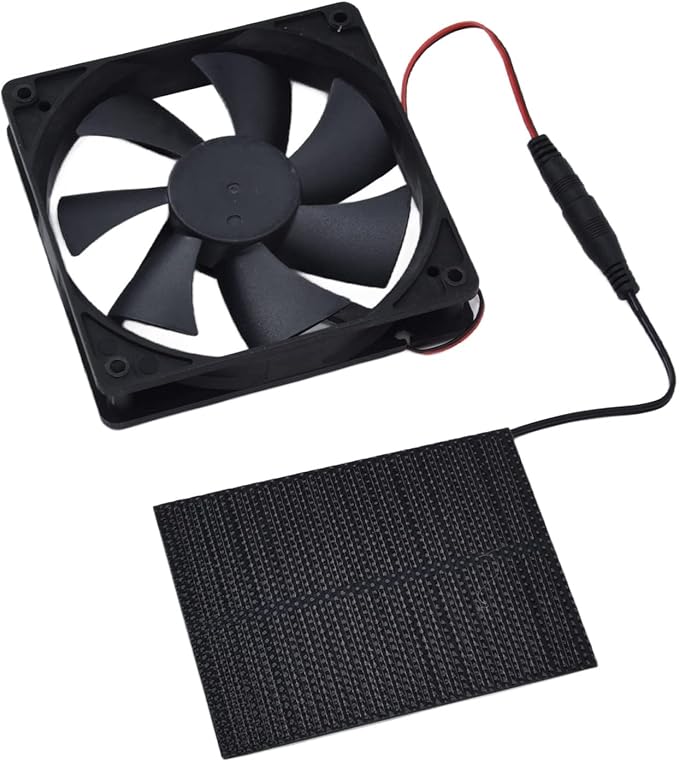 Solar Panel Fan Single Fan, Professional Solar Powered Exhaust Fan Kit Weatherproof Ventilation with Solar Panel Kit for Chicken Coops Greenhouses Sheds Pet Houses 3W 4.7x4.7in Fan