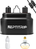 Dual Reptile Light Fixture with 100W Daytime Heat & UVB 10.0 Reptile Bulb, 2 Independent Switches, Reptile UVA UVB Heat Combo Pack