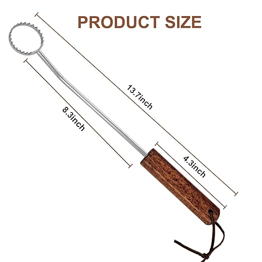 Lung Scraper for Poultry Processing, Chicken Processing Equipment Made of Stainless, Acacia Wood Handle, Chicken Butchering Equipment for Chickens, Birds, Especially Smaller Poultry, Easy to Clean
