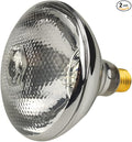 Heat Lamp Bulb PAR38 250 Watt 2 Pack Infrared Heavy Thickened Glass Lamp Bulb for Food Service, Brooder Bulb, Chicks, Pet, Bathroom, Light Therapy, Reptiles and Amphibian Use E26 Base (Clear)