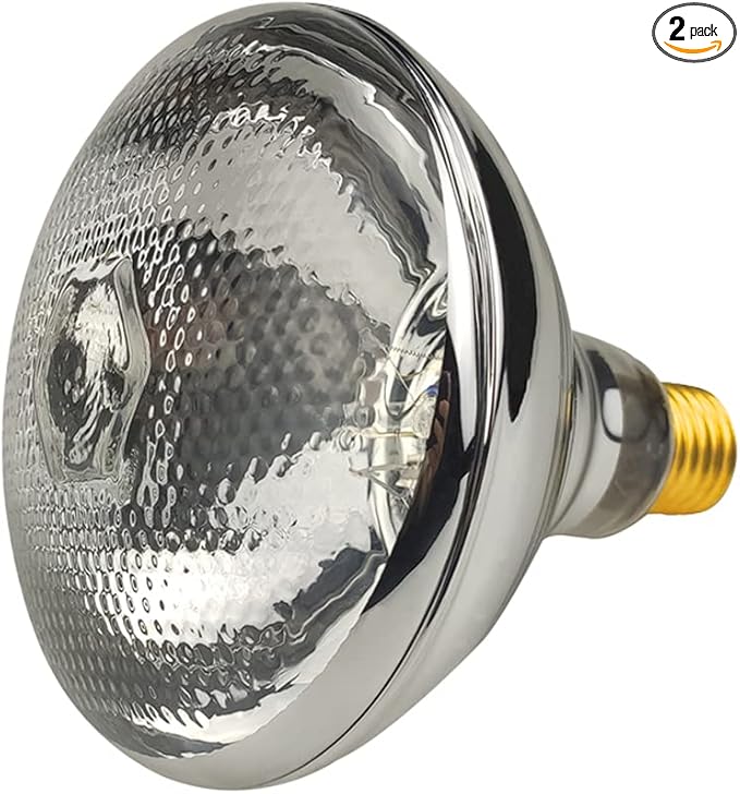2 Pack Heat Lamp Clear Infrared Bulbs PAR38/125 Watts Glass Lamp Bulb for Food Service, Brooder Bulb, Chicks, Pet, Bathroom, Light Therapy Use E26 Base, Flood Light Heat Lamp.