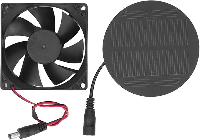 Fafeicy Chicken Coop Ventilation Fan, Solar Exhaust Fan, One Piece Stamped Technology, Lightweight Solar Ventilation Fan, for Dog, Electronic Cooling Fans
