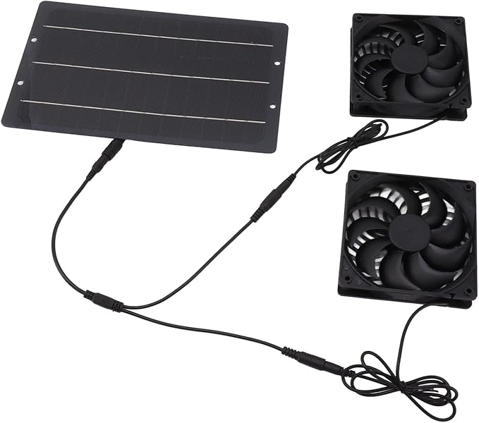 TOPINCN 10W Solar Powered Dual Exhaust Fan Kit for Chicken Coops Greenhouses Sheds, Energy Efficient with Powerful Ventilation
