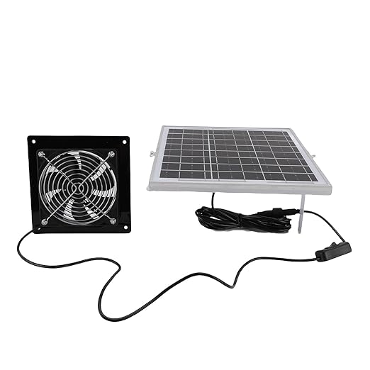 8W Solar Powered Exhaust Fan, IP67 High Speed Ventilation Fan with 8W Solar Panel, for Chicken Coop Greenhouse Shed Pet House Window Ventilation