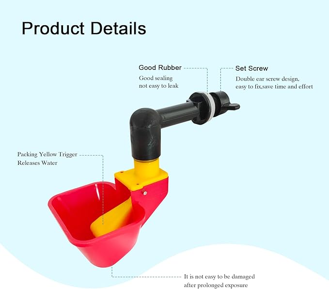 C Automatic Waterer System Chick Drinker Cups 1L Hanging Automatic Fill Poultry Watering Cup Used for Cages (red, 1)