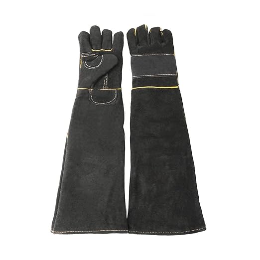 Long Sleeve Thick Leather Animal Handling Glove Anti Scratch Protective Gloves for Training Dog Cat Bird Snake Parrot Lizard Wild Animals Reptiles,Bite Resistant Gloves(Large,23.6in)