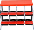 Metal Chicken Nesting Box, 8 Compartments Chicken Egg Laying Box, Chicken Coop Nesting Box, Chicken Nesting Box with Roll Up Design Lid, with Stand,Red