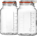 1 Gallon Glass Jars with Airtight Lid, Large Glass Storage Containers with Lids, 2 Pack Wide Mouth Mason Jars with Measurement Marks, Kitchen Pantry Storage for Flour, Sugar, 138oz, Dishwasher safe