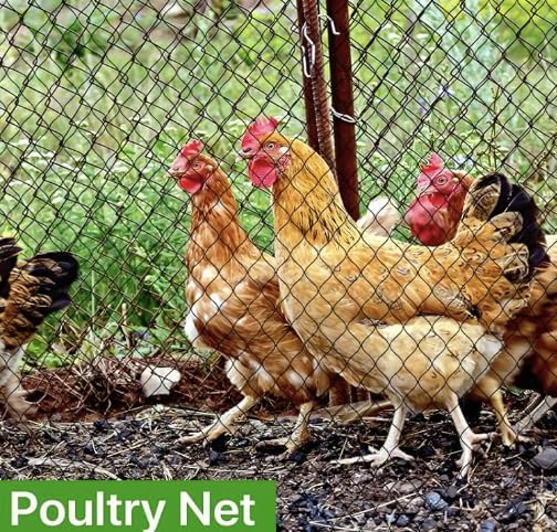 Poultry Netting 25x100 FT Fence for Chicken Coop and Garden Protection Predator Proof, Easy Install for Rabbits and Small Animals