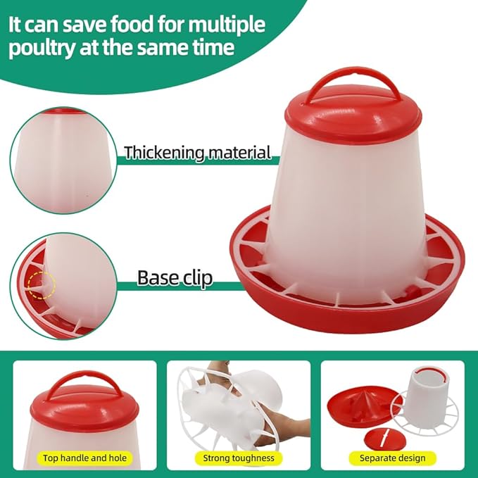 Chick Feeder and Drinker kit Hanging 3.3 Pound Chicken Feeder & 1.58 Quart Poultry Waterer for coturnix Quail. Broilers Ducks and Geese
