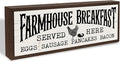 Kitchen Wood Sign, Farmhouse Breakfast Served Here Sign, Wall Tabletop Decoration, Sausage Decor, Rustic Home Decors for Kitchen, Dining Room Decors 9.5x3.1x1 inches