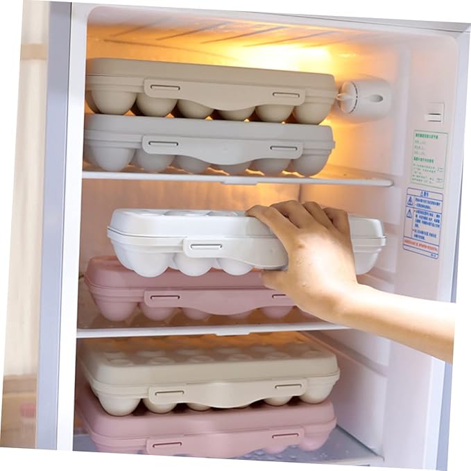 2pcs Stackable Egg Storage Box Shatterproof Container for Refrigerator Material Khaki for Organizing Duck Eggs