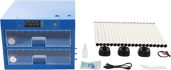 128-Egg Incubator with Automatic Turning, Digital Temperature & Humidity Control - Poultry Hatcher Machine for Chicken, Duck, Goose, Quail & Bird Eggs-Blue