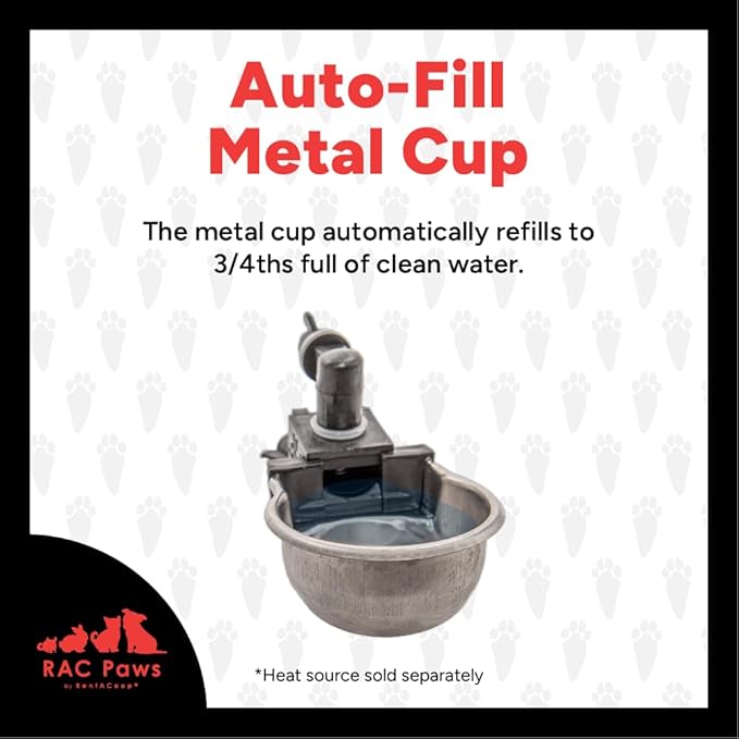 Rac Paws by RentACoop DIY Auto-Fill Metal Cup Waterer Kit - Great for Small Animals, Pets, Bunnies, Ferret, Chickens, Hamsters, Guinea Pigs, Rabbits, Chinchillas, Mice, Rats - 2 Pack