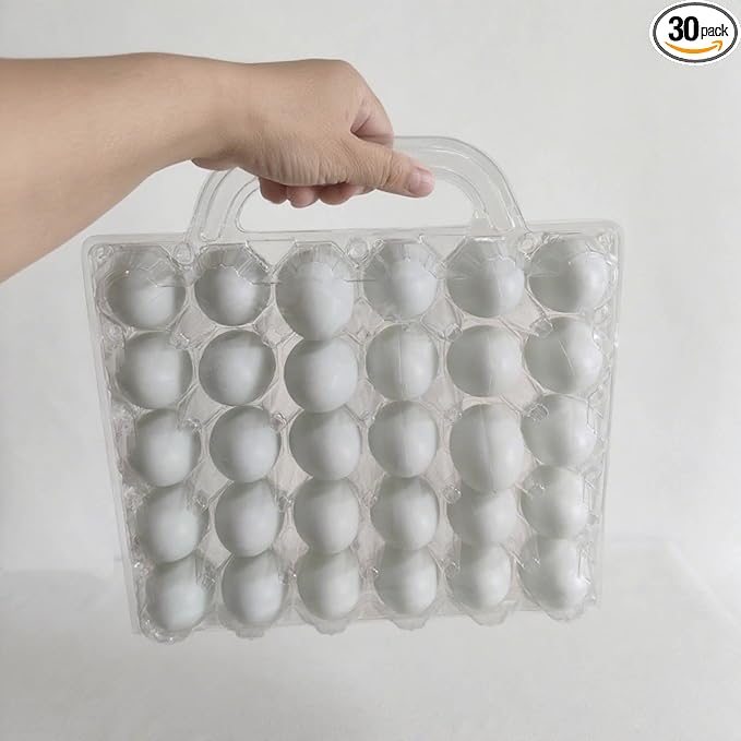 30 Pack Portable Egg Cartons,Reusable clear egg carton cheap bulk, Suitable For Storing Egg in Farmers Markets, Supermarkets, Kitchens(5 * 6)