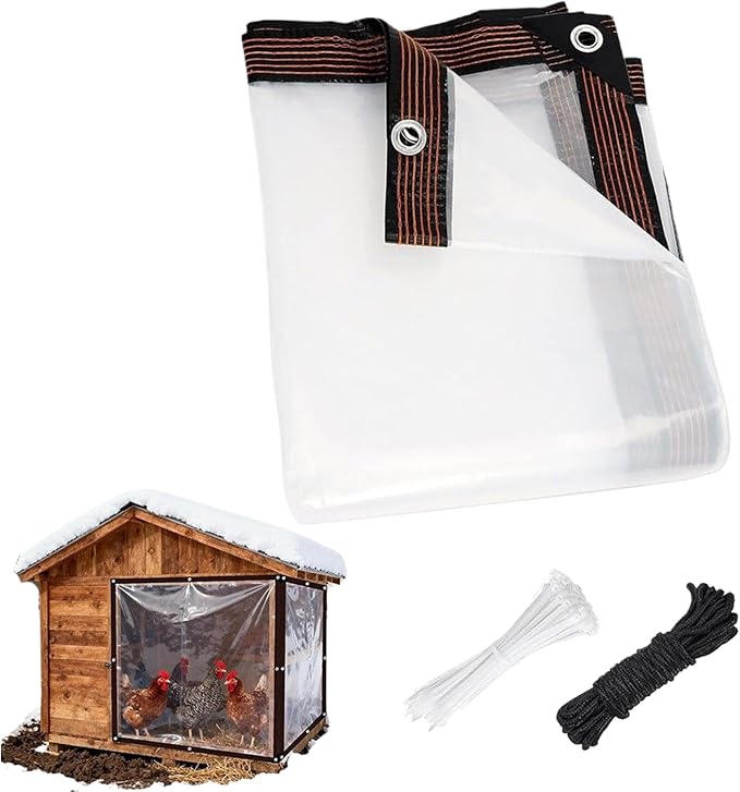 Genérico Winter Chicken Coop Cover with Reinforced Edges, Waterproof Intended A, for Gardening, Winter, Shed, Patio, Roof, Outdoor, Room,