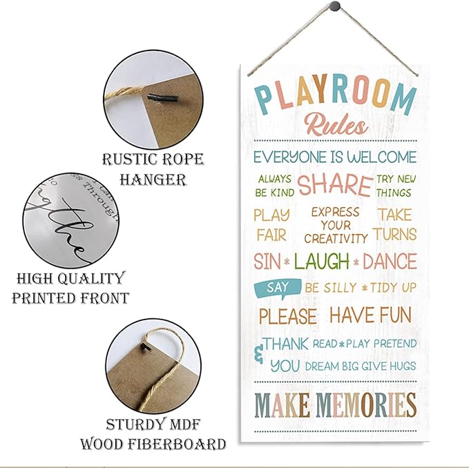 Decorative Wooden Sign, Modern Playroom Decor, 30" x 15", Funny Theme, Wall Mount, Perfect for Home, Living Room, Bedroom, Kitchen, Office, Outdoor