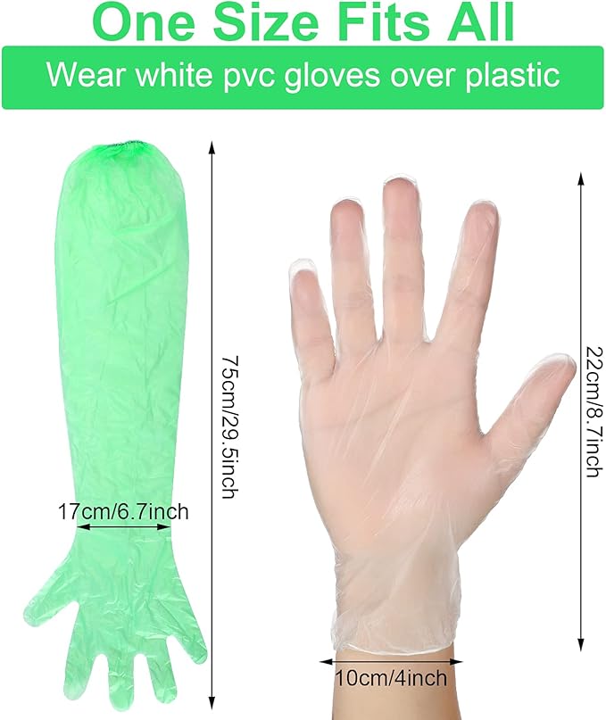 Honeydak 30 Pairs Field Dressing Gloves Disposable Deer Gutting Hunting Cleaning Gloves with Long and Short Mitten Combo PVC